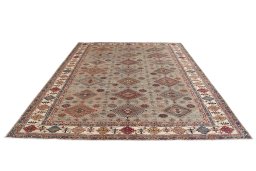 Surface texture of New Kazak rug with natural Wool and intricate pattern