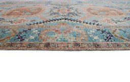 Close-up detail of New Kazak rug from Pakistan showing Wool weave