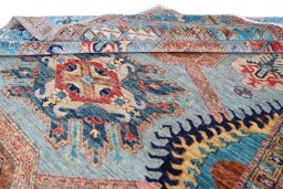 Surface texture of New Kazak rug with natural Wool and intricate pattern