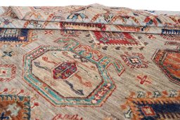 Surface texture of New Kazak rug with natural Wool and intricate pattern