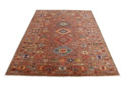 Surface texture of New Kazak rug with natural Wool and intricate pattern