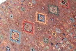 Central medallion detail of New Kazak rug from Pakistan