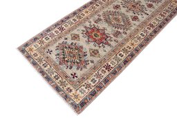 Full view of New Kazak rug from Pakistan, 246 × 82 cm in Multi Color tones