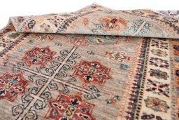 Surface texture of New Kazak rug with natural Wool and intricate pattern
