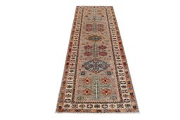 Surface texture of New Kazak rug with natural Wool and intricate pattern