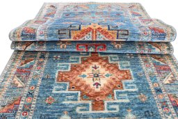 Surface texture of New Kazak rug with natural Wool and intricate pattern