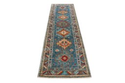 Surface texture of New Kazak rug with natural Wool and intricate pattern