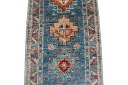 Close-up detail of New Kazak rug from Pakistan showing Wool weave