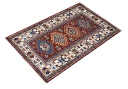 Close-up detail of New Kazak rug from Pakistan showing Wool weave