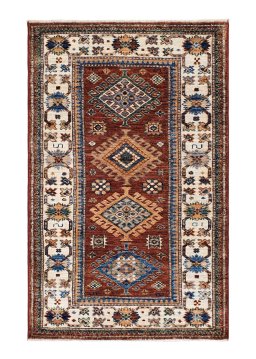 Full view of New Kazak rug from Pakistan, 126 × 78 cm in Red tones