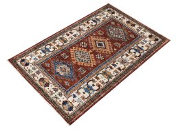 Close-up detail of New Kazak rug from Pakistan showing Wool weave