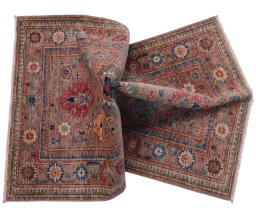 Close-up detail of New Kazak rug from Pakistan showing Wool weave