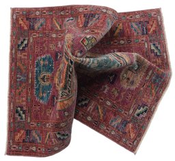 Close-up detail of New Kazak rug from Pakistan showing Wool weave