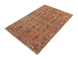 Corner detail of New Kazak rug showing border pattern and Wool pile