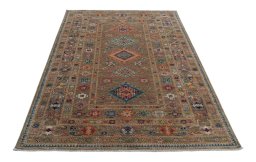 Surface texture of New Kazak rug with natural Wool and intricate pattern