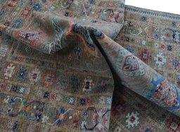 Close-up detail of New Kazak rug from Pakistan showing Wool weave