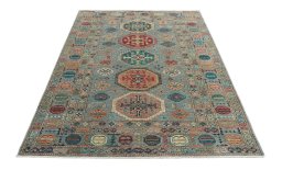 Surface texture of New Kazak rug with natural Wool and intricate pattern