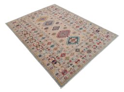 Close-up detail of New Kazak rug from Pakistan showing Wool weave
