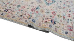 Full view of New Kazak rug from Pakistan, 197 × 150 cm in Beige tones