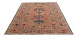 Surface texture of New Kazak rug with natural Wool and intricate pattern