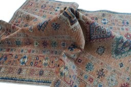 Close-up detail of New Kazak rug from Pakistan showing Wool weave