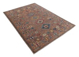 Close-up detail of New Kazak rug from Pakistan showing Wool weave