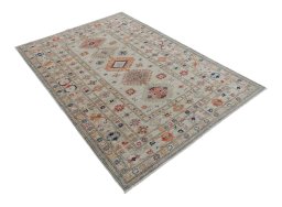 Close-up detail of New Kazak rug from Pakistan showing Wool weave
