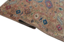 Full view of New Kazak rug from Pakistan, 167 × 126 cm in Beige tones