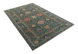 Close-up detail of New Kazak rug from Pakistan showing Wool weave