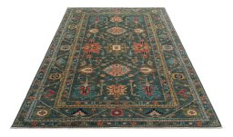 Surface texture of New Kazak rug with natural Wool and intricate pattern