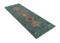 Close-up detail of New Kazak rug from Pakistan showing Wool weave