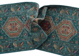 Close-up detail of New Kazak rug from Pakistan showing Wool weave