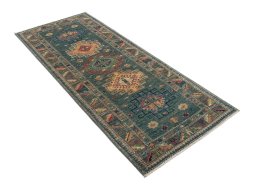 Close-up detail of New Kazak rug from Pakistan showing Wool weave