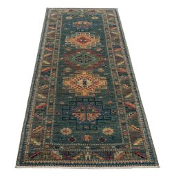 Surface texture of New Kazak rug with natural Wool and intricate pattern