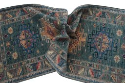 Close-up detail of New Kazak rug from Pakistan showing Wool weave