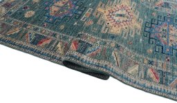 Full view of New Kazak rug from Pakistan, 206 × 83 cm in Green tones