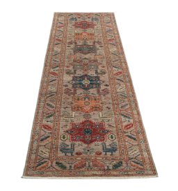 Surface texture of New Kazak rug with natural Wool and intricate pattern