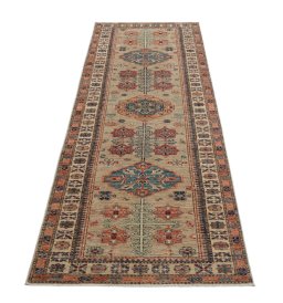 Surface texture of New Kazak rug with natural Wool and intricate pattern