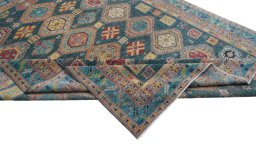 Central medallion detail of New Kazak rug from Pakistan