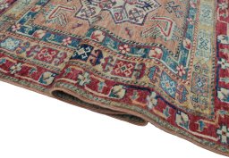 Close-up detail of New Kazak rug from Pakistan showing Wool weave