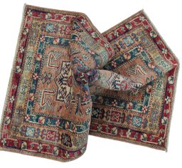 Full view of New Kazak rug from Pakistan, 126 × 82 cm in Red tones