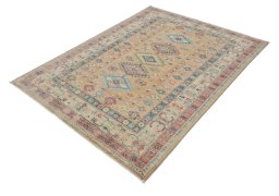 Close-up detail of New Kazak rug from Pakistan showing Wool weave