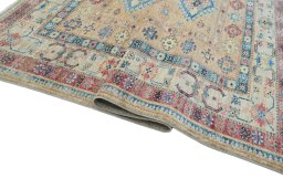 Close-up detail of New Kazak rug from Pakistan showing Wool weave