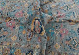 Full view of New Kazak rug from Pakistan, 309 × 250 cm in Gray tones