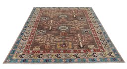 Surface texture of New Kazak rug with natural Wool and intricate pattern