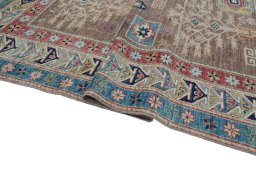 Close-up detail of New Kazak rug from Pakistan showing Wool weave