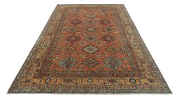 Surface texture of New Kazak rug with natural Wool and intricate pattern