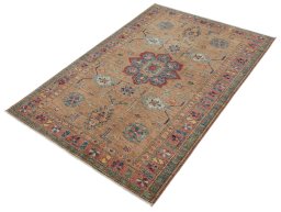 Close-up detail of New Kazak rug from Pakistan showing Wool weave