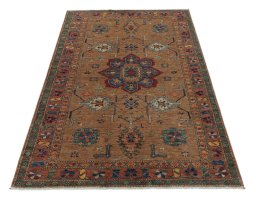 Surface texture of New Kazak rug with natural Wool and intricate pattern