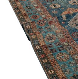 Close-up detail of New Kazak rug from Pakistan showing Wool weave
